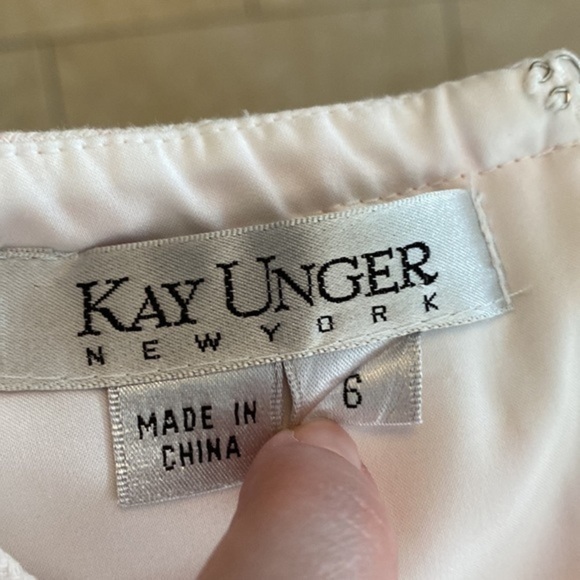 Kay Unger orange pink white paisley print belted sleeveless flare dress T28 - Picture 13 of 13